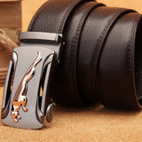 Belt Men's Genuine Leather Pure Cowhide Automatic Buckle Young People Trend Belt Casual Trouser Mart Lion   