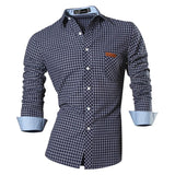 Jeansian Men's Casual Dress Shirts Desinger Stylish Long Sleeve WineRed2 Mart Lion 8615-Navy US M(170-175cm)70kg China