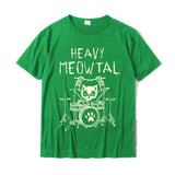Heavy Meowtal Cat Metal Music Gift Idea Funny Pet Owner T-Shirt Latest Printed Tops Shirt Cotton Boys Geek Mart Lion Green XS 