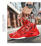 Cartoon Painting Hip hop Basketball Shoes Men's Red Non-slip High top Platform Basketball Sneakers bambas hombre Mart Lion   