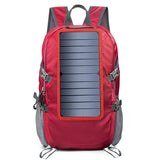 Solar Backpack Foldable Hiking Daypack With 5V Power Supply 6.5W Solar Panel Charge For Cell Phones Mart Lion red  