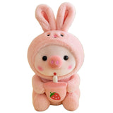 1pc 25cm Cosplay Unciorn Frog Tiger Bunny Boab Tea Plushie Pink Pig Plush Toy Girl Cuddly Baby Appease Doll Birthday Gift Mart Lion about 23-25cm bunny pig 