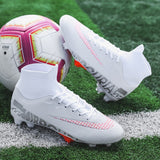 Blue High Ankle Soccer Shoes Men's Outdoor Non-Slip Football Boots Breathable FG/TF Soccer Cleats Training Sport Mart Lion   
