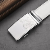White Belt Men's Automatic Buckle Cowhide Leather Belt Casual All-Match Authentic Korean Version Of The Trend Mart Lion   