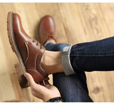 Genuine Leather Men's Casual Shoes Winter Plus Velvet Footwear Brown Boots Designer Shoes Formal Oxford