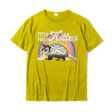 Women's Funny Cat Shirt Possum My first kitten shirt Round Neck T-Shirt Classic Men's Tshirts Cotton Design Mart Lion yellow XS 
