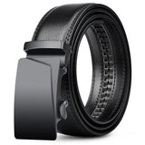Men's Belts PU Leather Automatic Buckle Black PU + Leather Belts Width Mart Lion Back E 105cm(waist85-90cm) 