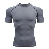 Compression Quick dry T-shirt Men's Running Sport Skinny Short Tee Shirt Male Gym Fitness Bodybuilding Workout Black Tops Clothing Mart Lion   