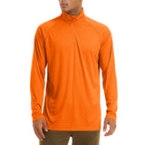 Men's Sun/Skin Protection Long Sleeve Shirts Anti-UV Outdoor Tops Golf Pullovers Summer Swimming Workout Zip Tee Mart Lion Orange CN size L (US M) CN