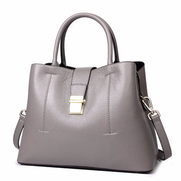  Female Genuine Leather Bucket Bag Handbag Large Capacity Shoulder Red Black All-Match Messenger 32*14*23 Mart Lion - Mart Lion
