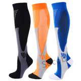 3/6/7 Pairs Compression Socks Men Women Running Sports Varicose Vein Edema Knee High 30 MmHg Leg Support Stretch Stocking Mart Lion 3 pairs-10 S-M 
