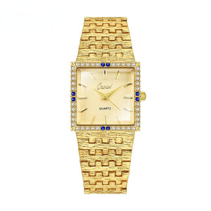 Ladies Watch Stainless Steel Band Diamond Diamond Green Square Dial Gold Mart Lion SB2021102827-1  