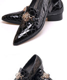 Summer pattern Men's Shoes Pointed Calf Office Dress Crocodile print Luxury Wedding Mart Lion   