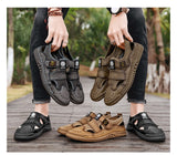 Summer Men's Sandals Handmade Mesh Sneakers Casual Breathable Shoes Outdoor Walking Mart Lion   