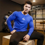 Fall tight muscle fitness t shirt men's extend long T shirt summer gyms jogging long sleeve  cotton bodybuilding tops Mart Lion   