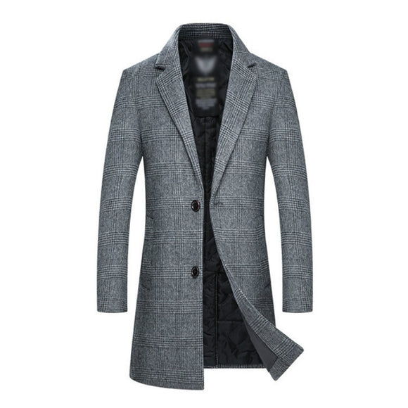  Men's Wool Coat Winter Style Casual Slim Fit Thicken Warm Long Jacket Hombre Mart Lion - Mart Lion