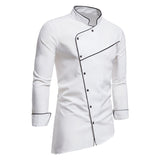 Men's Irregular Long Sleeve Shirt Solid Color Oblique Button Social Office Work Clothes Clothing Chemise Homme Mart Lion   