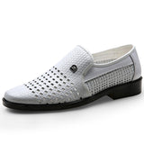 men's white dress shoes genuine leather coiffeur Hollow formal classic zapatos para hombre