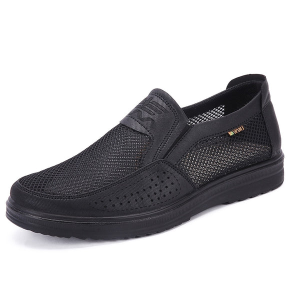 Men's Casual Shoes Summer Style Mesh Flats Loafers Leisure Breathable Outdoor Walking Footwear Mart Lion Black 38 China