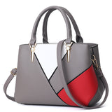 ladies shoulder bag stitching solid color PU leather handbags female classic large-capacity Mart Lion grey  