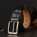 Real Cow Genuine Leather Belts for Men's Pin Buckle Waist Belt Strap Mart Lion Black 100cm(waist80-85cm 
