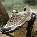 Men's Outdoor Shoes Sport Professional Trekking Triners Thick Rubber Rock Climbing Sneakers Breathable Unisex Hiking Woman Mart Lion Khaki Yellow-6136 35 