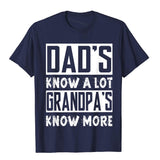 Men's Dads Knows A Lot Grandpa Knows Everything Fathers Day Gifts Top T-Shirts Geek Cotton Fitness Mart Lion Navy XS 