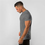 Stylish Plain Tops Fitness Men's T Shirt Short Sleeve Muscle Joggers Bodybuilding Tshirt Male Gym Clothes Slim Fit Tee Shirt Mart Lion   