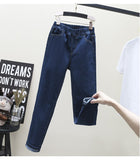 Stretch Skinny Jeans Clothes Women Mom Denim Pants High Waist Elastic Band Slim Pencil Pants Light Blue Black Mart Lion   