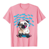 Pew Gamer Pug Funny Video Gaming Pugs Gift Special Men's Top T-Shirts Normcore Cotton Popular Mart Lion Pink XS 