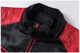  Men Motorcycle Jacket Car Splicing Leather  Retro Style Warm Leather Autumn Mart Lion - Mart Lion