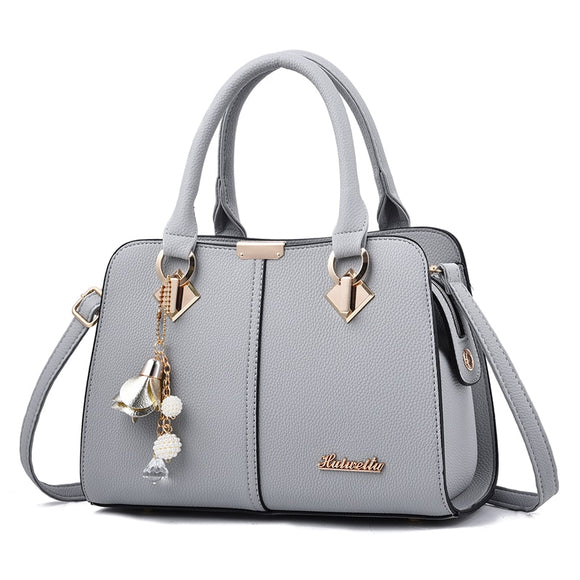Women Leather Handbags Ladies Hand Bags Purse Shoulder Bag Mart Lion Gray 28x10x20cm 