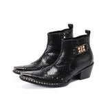 Autumn Men's High heel Leather boots British Style marriage High top Pointed shoes Mart Lion black 1 38 China