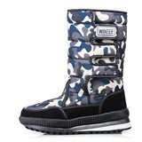 Winter Men Boots Thickened High Tube Snow Plush Warm Cotton Shoes Mart Lion Camouflage blue 39 