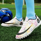 Outdoor Ultralight Soccer Shoes Non-Slip FG/TF Boys Football Ankle Boots Kids Sport Training Sneakers Soccer Cleats Unisex