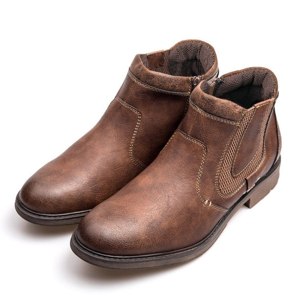  Vintage Style Men's Boots Autumn Winter Ankle Short Chelsea Footwear Hombre Cowboy Mart Lion - Mart Lion