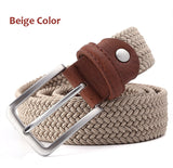 Stretch Canvas Leather Belts for Men's Female Casual Knitted Woven Military Tactical Strap Elastic Belt for Pants Jeans Mart Lion   
