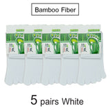 10 Pieces = 5 Pairs Men Bamboo Fiber Five-Finger Socks Happy Funny Women Split Toe Socks Christmas Gift Mart Lion 5 pairs white EU (37-44) 