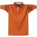 Men's Long Sleeve Polo Shirt Men's Casual Embroidery Cotton Homme Polo Shirt Men's Solid Leisure Polo Shirt Mart Lion Orange M 