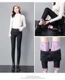 Winter Velvet Women's Clothing Purple Fleece Jeans Pure Color Classic Version Slim Pencil Pants Female Mart Lion   