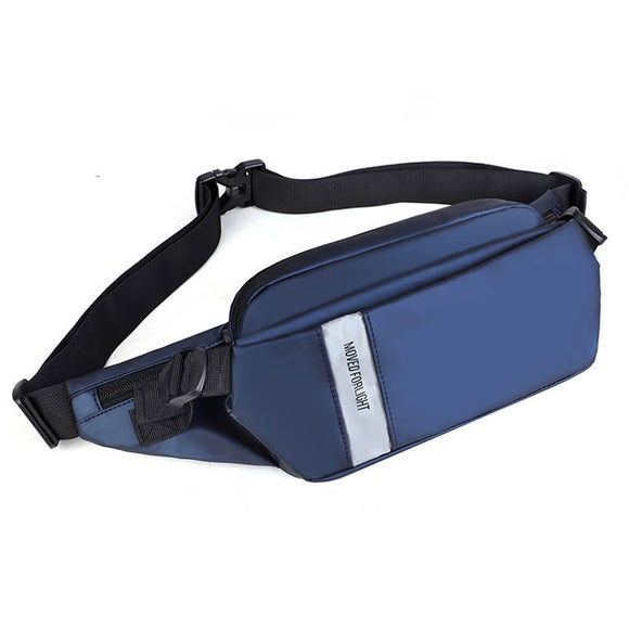 Waterproof Multi-Function Crossbody Bag For Men's Chest Bag Casual Sports Belt Bags Solid Color Male Banana Waist Pack Mart Lion Blue Waist Bag  
