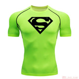 Summer Men's amp T-shirt Short Sleeve Bodybuilding T-shirt Compression shirt MMA Fitness Quick dry Casual Black round neck top Mart Lion light green 2 XL 