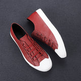 Luxury Low top Men's Vulcanize Shoes Autumn Leather Casual Shoes Korean Breathable Black lace-up Sneaker Mart Lion   