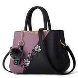 Embroidered Messenger Bags Women Leather Handbags Bags Sac a Main Ladies Hand Bag Female Mart Lion purple 2  