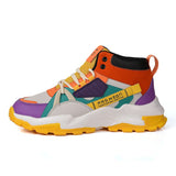 High Top Men's Sneakers Lace Up Designer Shoes Autumn Breathable Colourful Sport Zapatillas Hombre Mart Lion white purple - A669 39 
