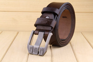 Genuine Leather for Men's Jeans Belt Strap Luxury Brand Pin Buckle Belts Cummerbunds Ceinture Homme Mart Lion   