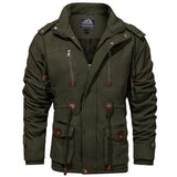Thicken Fleece Lined Coats Men Tactical Hooded Jacket Winter Warm Coat Outdoor Cargo Outwear Windbreaker Parka Mart Lion Green CN M (US S) China