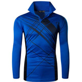 Jeansian Men's Outdoor Tshirt Beach Dry Fit Long Sleeve Golf Tennis Bowling Shirts Tops White Mart Lion LA305-Blue US M(Label L) China