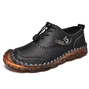 spring and summer men's shoes lace-up outdoor casual cowhide leather soft-soled moccasin Mart Lion Black 998 6.5 