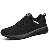 Summer Men's Running Shoes Lace Up Shoes Lightweight Breathable Walking Sneakers Tenis Feminino Zapatos Mart Lion black gray 36 